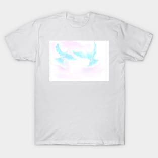 Watercolor, pair of doves, love and wedding. Flying birds. art decoration, sketch. Illustration hand drawn modern T-Shirt